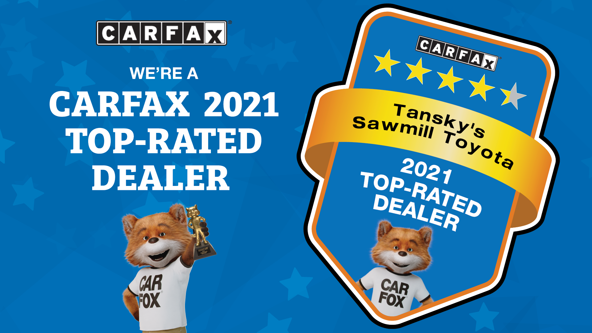 Tansky Sawmill Toyota top rated Carfax dealer award graphic