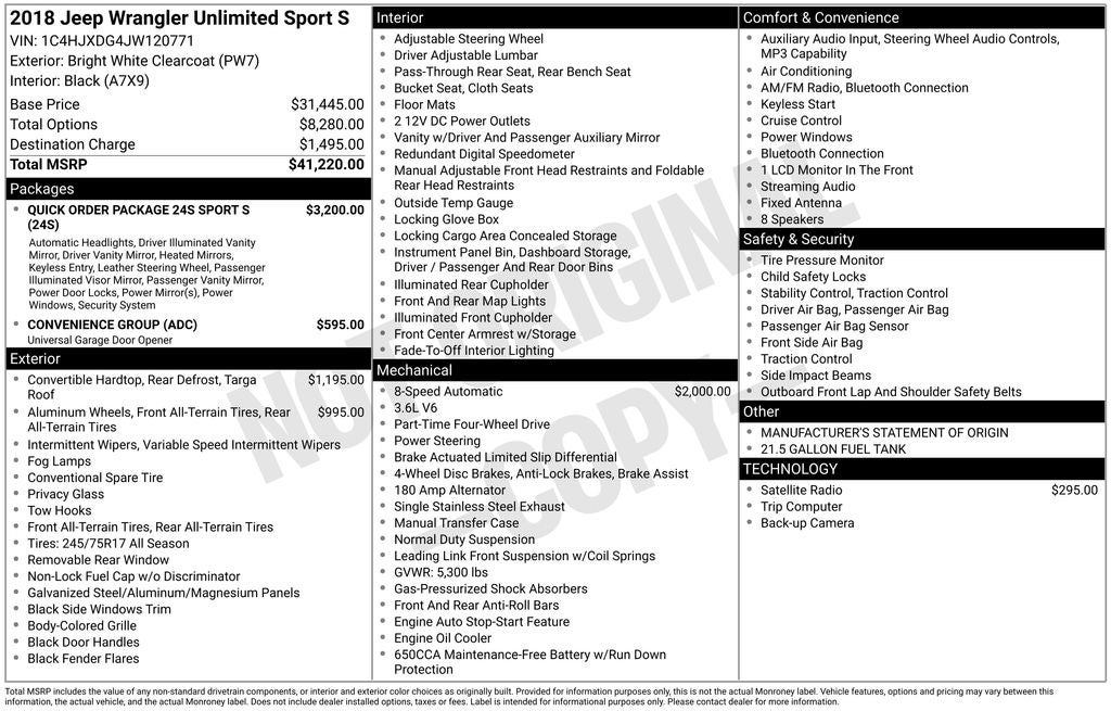 2018 Jeep Wrangler Unlimited Sport S