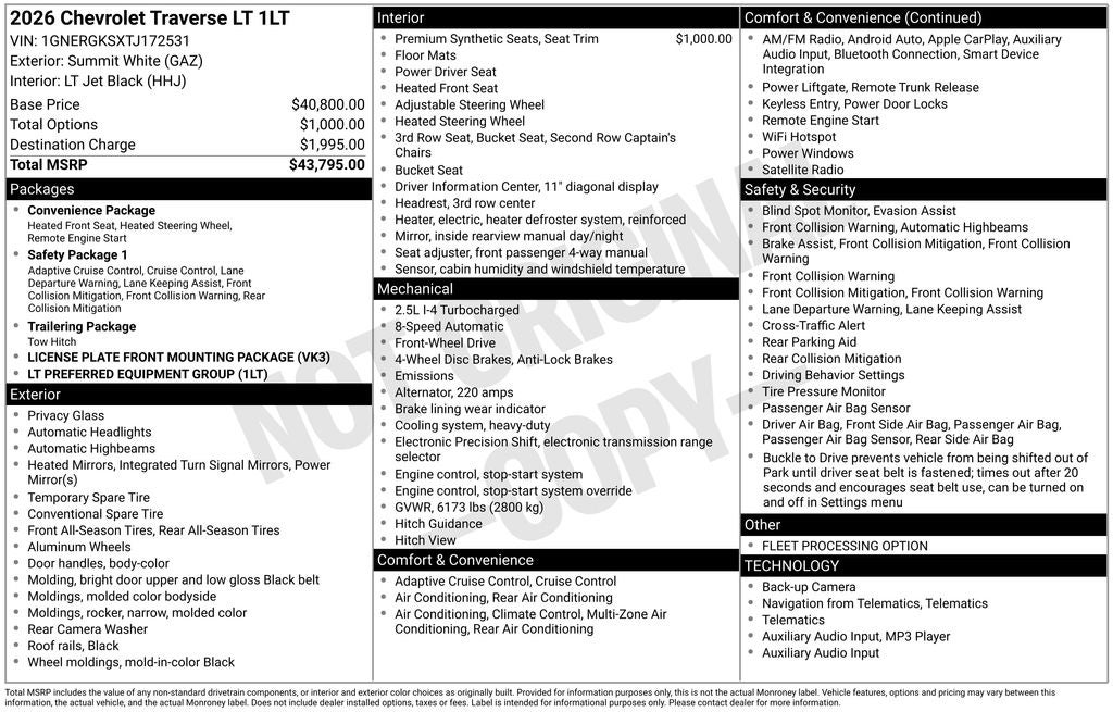 2026 Chevrolet Traverse LT 1LT