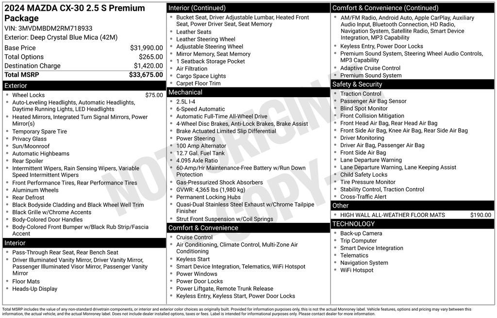 2024 Mazda Mazda CX-30 2.5 S Premium Package