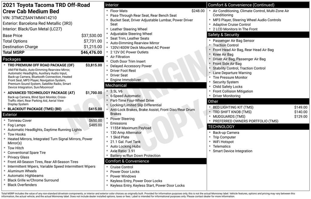 2021 Toyota Tacoma TRD Off-Road V6