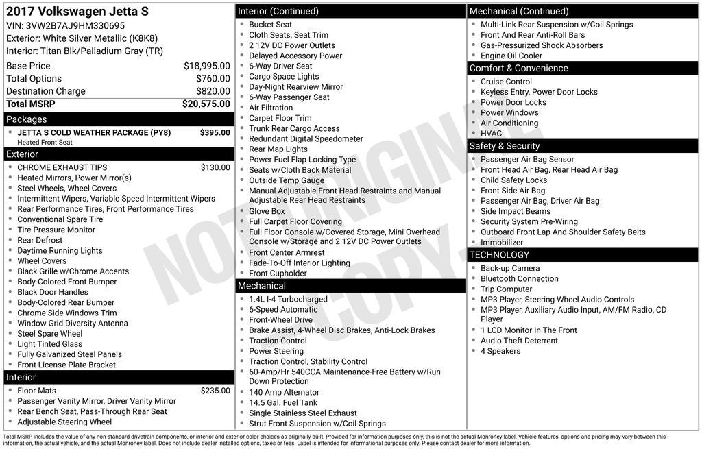 2017 Volkswagen Jetta 1.4T S