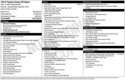 2014 Toyota Camry SE Sport