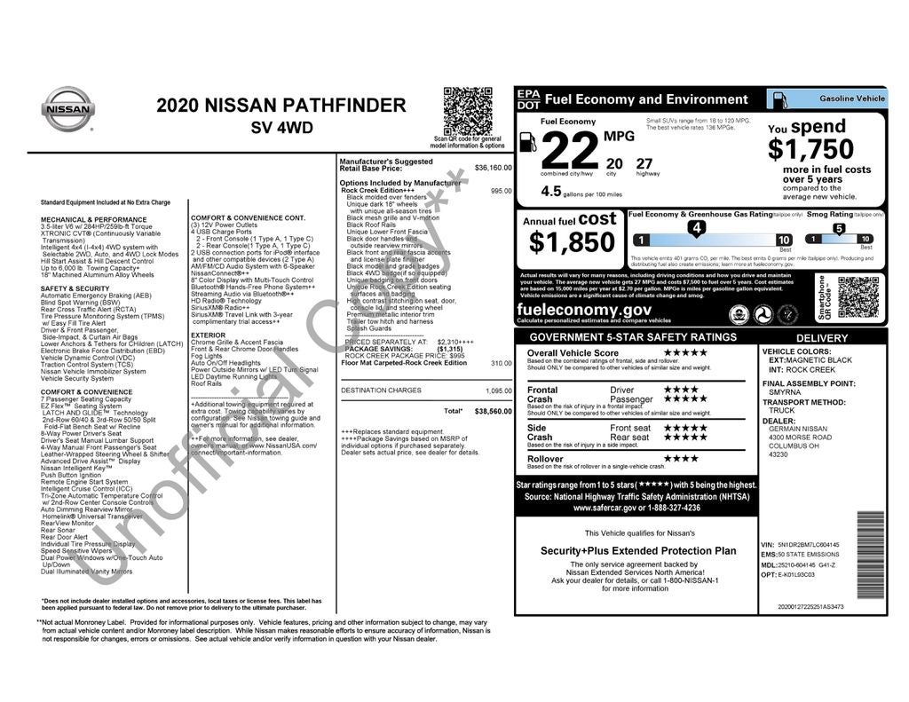 2020 Nissan Pathfinder SV