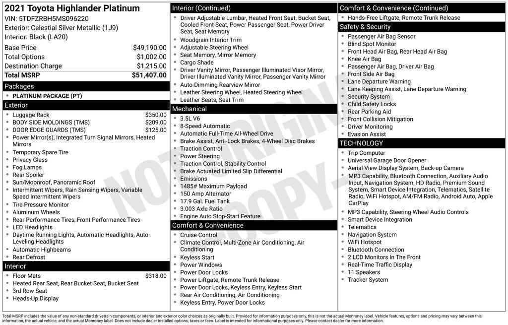2021 Toyota Highlander Platinum