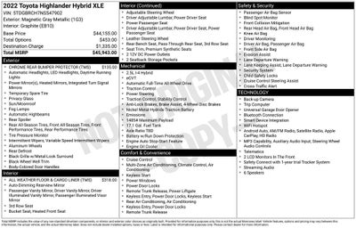 2022 Toyota Highlander Hybrid XLE