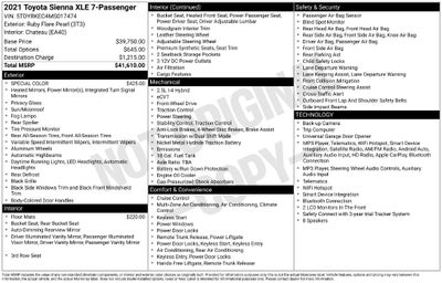 2021 Toyota Sienna XLE 7 Passenger