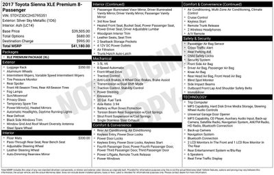 2017 Toyota Sienna XLE 8 Passenger