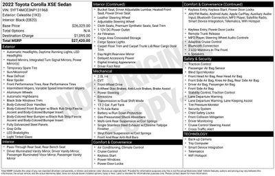 2022 Toyota Corolla XSE