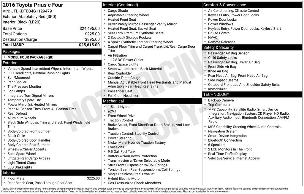 2016 Toyota Prius c Four