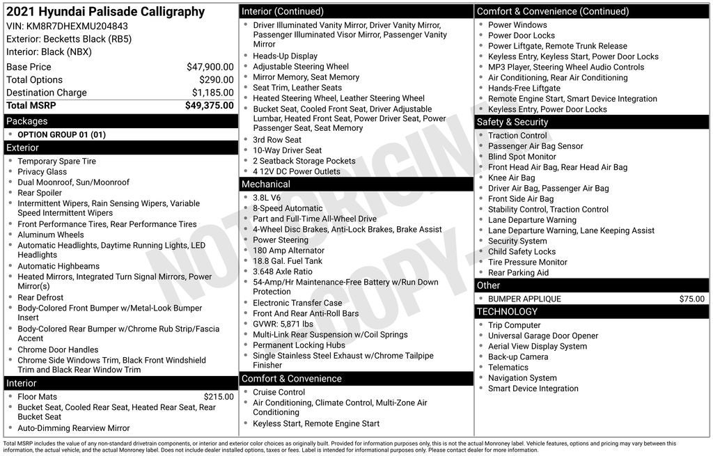 2021 Hyundai Palisade Calligraphy