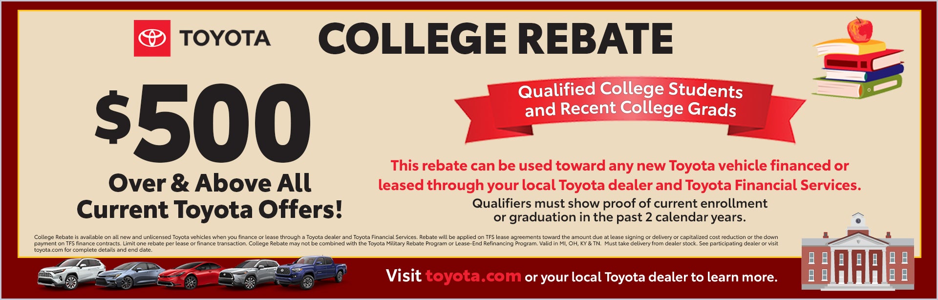 $500 college rebate for recent college grads